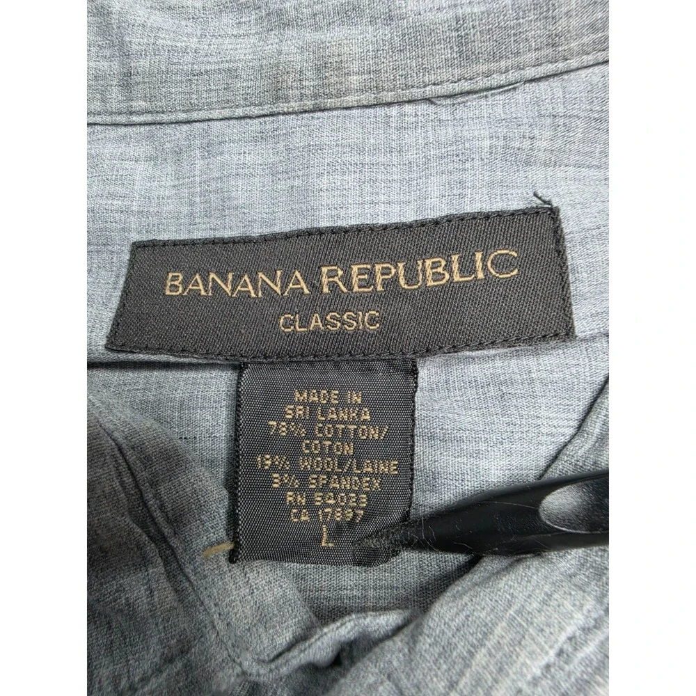 Banana Republic Shirt Mens Large Gray Wool  Classic Fit Button-Up Everyday Wear